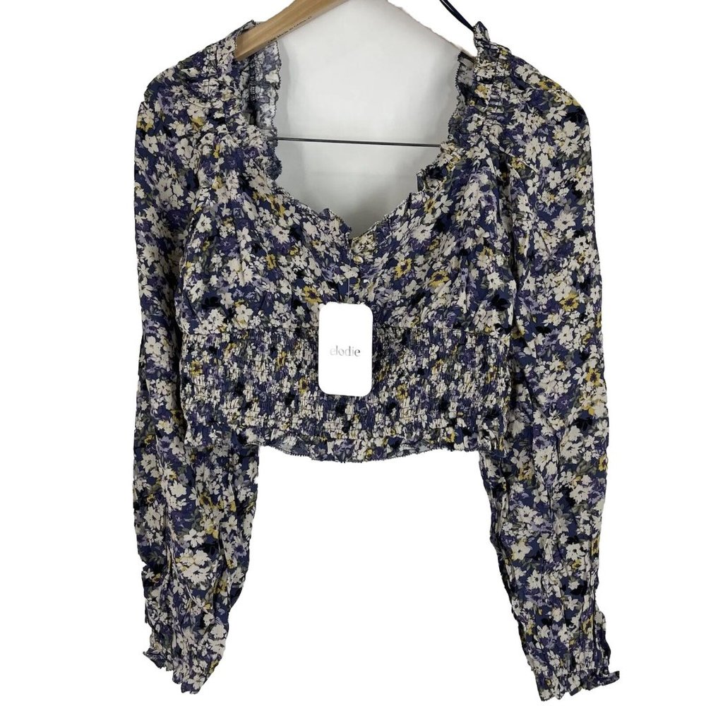 Elodie Blouse Womens Size Medium M Cropped Floral Blouse Top Nordstrom Smocked